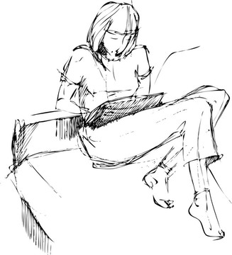 女孩在沙發(fā)上看書(shū)