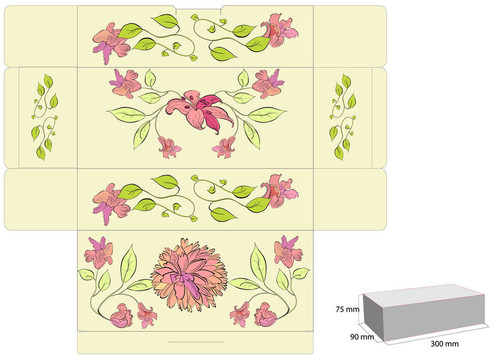 花卉盒的程式化模板