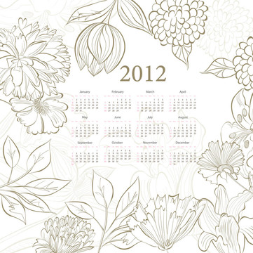 花卉日歷2012模板