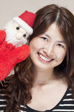 亞洲女人的圣誕慶祝
