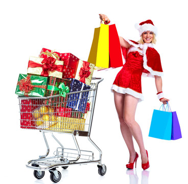 Santa幫手女孩購物車。