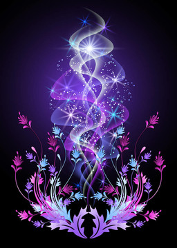 發(fā)光的背景與花和星星