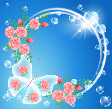 蝴蝶；泡泡和花