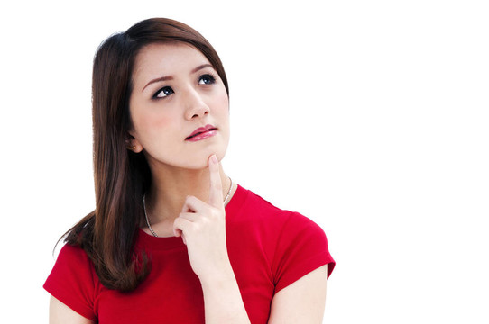 美麗的年輕女人的思考