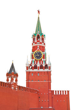 Kremlin Spasskaya塔（莫斯科）白色隔離