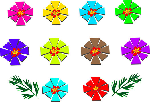 五顏六色的花朵和樹葉的混合