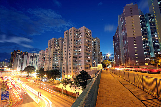 夜間高速公路交通現(xiàn)代化城市；香港