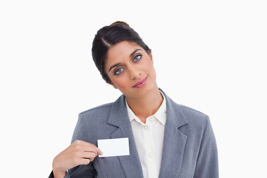 女企業(yè)家指著姓名符號(hào)