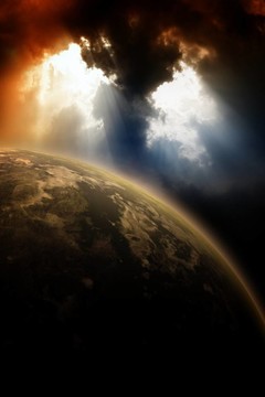 黑暗天空中的行星