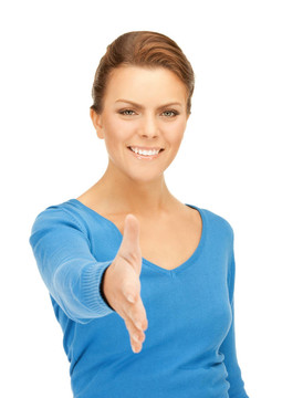 張開手準(zhǔn)備握手的女人