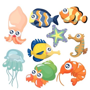 卡通魚集；圖標集