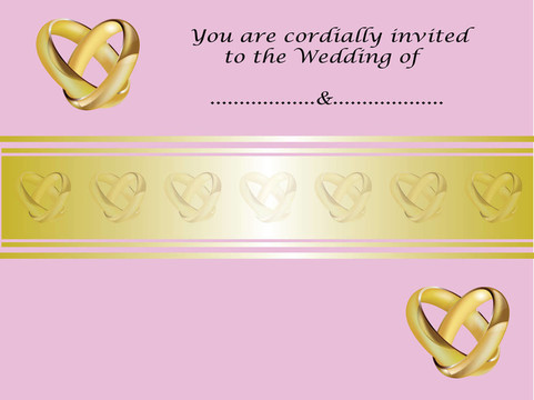 帶金戒指的結(jié)婚請柬