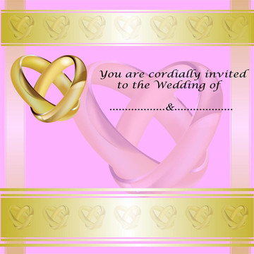 帶金戒指的結(jié)婚請柬