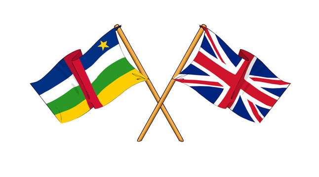 象征中非共和国与英国友谊的卡通画
