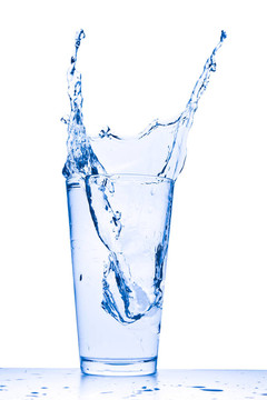 水濺在玻璃上