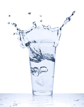 水濺在玻璃上