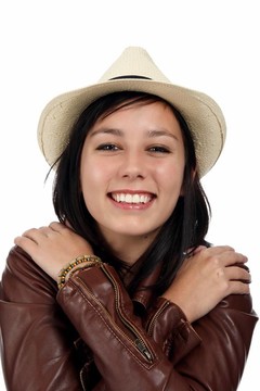 美麗的微笑的Brunette Woman