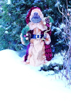 在雪中的黑色圣誕老人娃娃
