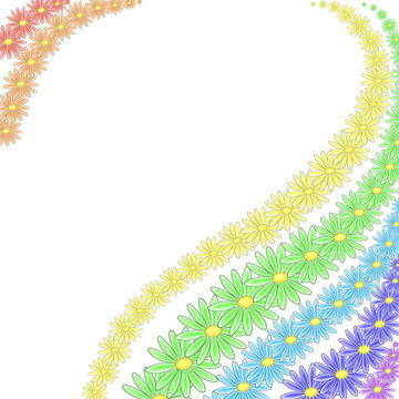 背景花；彩虹