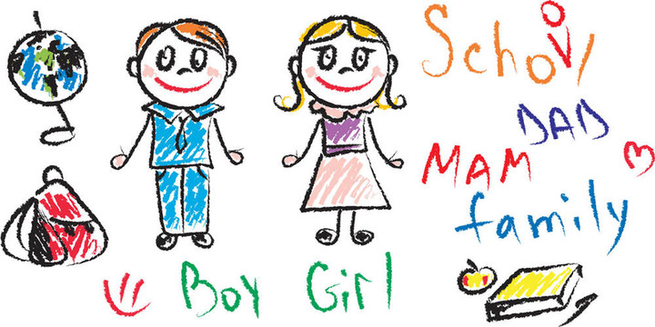 男孩和女孩。