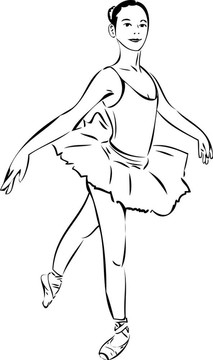 在芭蕾舞短裙的女演員素描