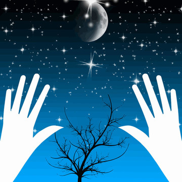 明亮的星系和Moon