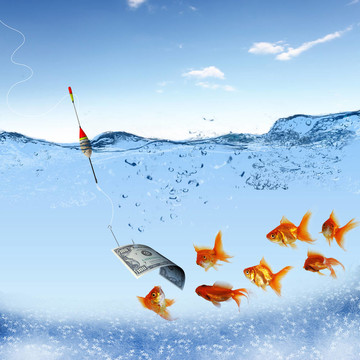 游泳金魚和金錢符號