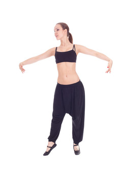 健美女子做伸展運(yùn)動(dòng)；孤立