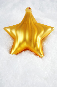雪中的金色星星