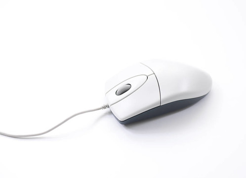 帶有白色電纜的電腦鼠標(biāo)