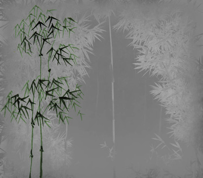 竹上的中國(guó)水墨畫(huà)