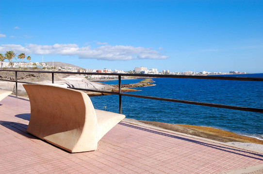 在美洲海灘的海濱和臺(tái)；特內(nèi)里費(fèi)島；西班牙