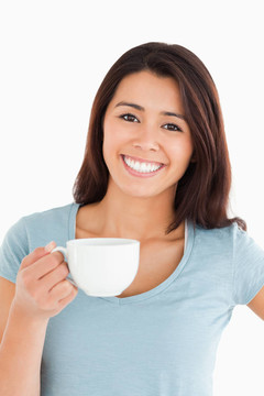 美女喝杯咖啡