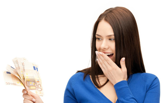 可愛(ài)的女人與歐元現(xiàn)金