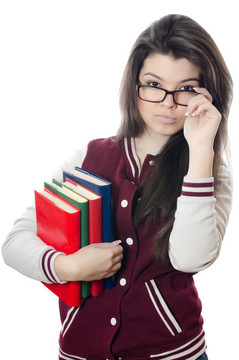 女孩手里拿著書的學生