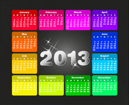 七彩日歷為2013。