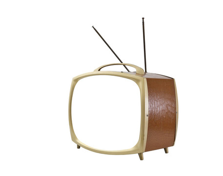 老式的空白screentelevision棕色乙烯基側