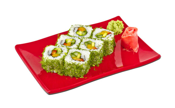 日本的素食卷蒔蘿和蔬菜