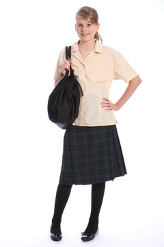 中等教育漂亮女孩穿校服