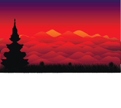 景觀：日落時的山