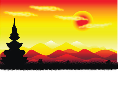景觀：日落時的山