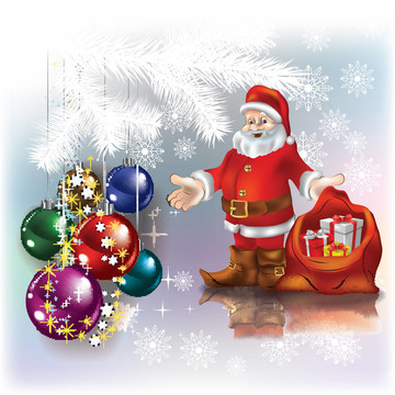 摘要圣誕問候與Santa和禮物