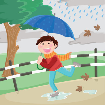 雨中的男孩