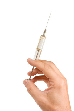 手部舊玻璃注射器