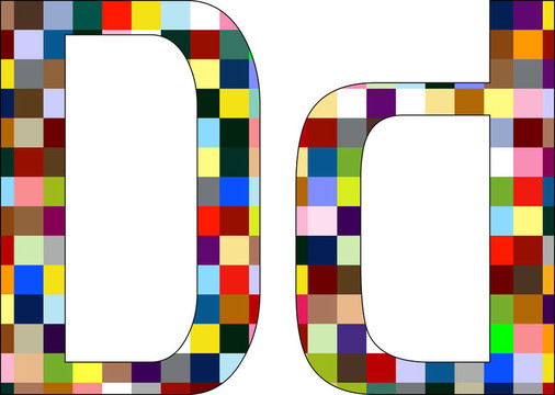 字體集1字母D上孤立的White
