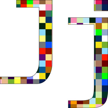 字體集1字母J上孤立的White