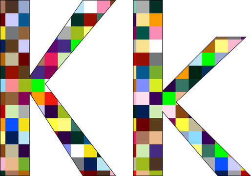 字體集1字母K上孤立的White