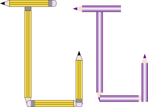 鉛筆和彩色鉛筆字體集字母J