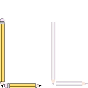 鉛筆和彩色鉛筆字體集字母L