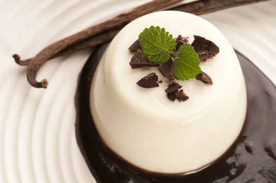 Panna Cotta用巧克力和香草豆